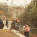 نورا نصار مديره مدرسة قرطبه في البلدة القديمه في مدينة الخليل والاسرة التربوية تدخل المواد الغذائيه للطلبة رغم انف المستوطنيين