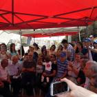 خيمة الاعتصام تضامنا مع المدارس الاهلية مقابل وزارة المعارف في الناصرة