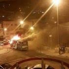 احتراق حافلة اسرائيلية في القدس المحتلة