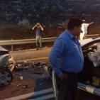 بالصور: 3 اصابات في حادث سير على طريق رام الله - نابلس