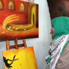 صور.. افتتاح معرض فني بغزة لمناهضة العنف ضد المرأة