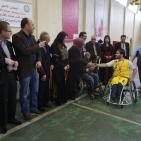 مباراة كرة السلة لذوي الاحتياجات الخاصة من الاعاقة الحركية بين فريقين من غزة والضفة في رام الله