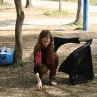 طلبة من مدرسة بكالوريا الرواد في نابلس يقومون بأعمال تنظيف لمنتزه جمال عبد الناصر