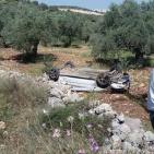 صور: اصابة شاب بجروح في حادث سير غرب رام الله