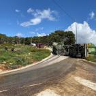 انقلاب صهريج وقود في طوباس وتسرب كمية كبيرة من الوقود