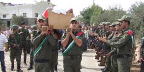 جنازة عسكرية للرائد محمود بركات في قرية فقوعة شرق جنين
