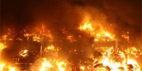 إصابة طفل في حريق مجمع تجاري ببرطعة الغربية