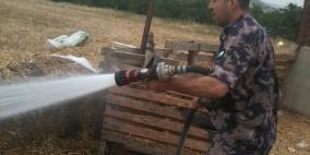 الحد من حريق مزرعة مواشي في مدينة طوباس