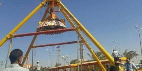 10 اصابات نتيجة سقوط أرجوحة كبيرة في منتج النور بغزة