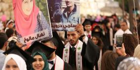 في جامعة بيرزيت.. خريجان يرفعان صورتين لزميليهما ساجي ونهال