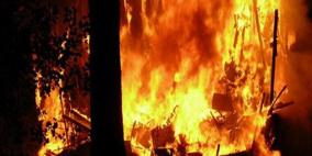 اشتعال النيران في مطبعة بحي البساتين في جنين