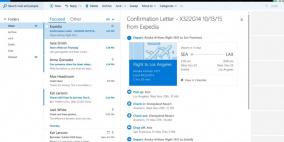 مايكروسوفت أوتلوك يحصل على بطاقات مُلخصة حول الرحلات الجوية والحزم