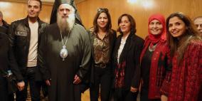 المطران عطا الله حنا خلال زيارته مؤتمر عن القدس في مدينة القاهرة