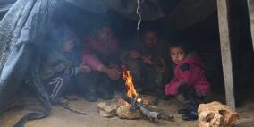 الأحوال المعيشية لأطفال البدو في عين قينيا قضاء رام الله تزامنا مع المنخفض الجوي