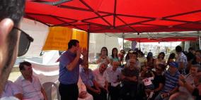 خيمة الاعتصام تضامنا مع المدارس الاهلية مقابل وزارة المعارف في الناصرة