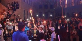 أهالي نابلس يحتفلون في ليلة الشعلة "النصف من شعبان"