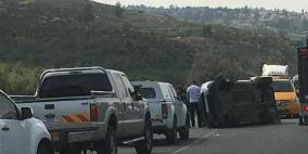 9 إصابات إحداها خطيرة في حادث سير على طريق رام الله_ نابلس