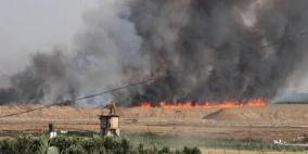 فيديو.. اشتعال النيران في "كيسوفيم" بفعل طائرات ورقية