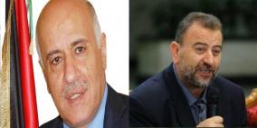 مؤتمر صحفي مشترك بين العاروري والرجوب