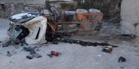 فيديو.. مصرع مواطن جراء انقلاب شاحنة في القدس