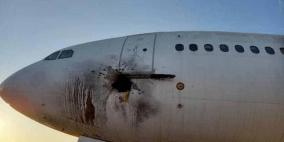 صور: تضرر طائرة مدنية جراء قصف طال مجمع مطار بغداد