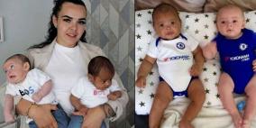 حالة تحدث مرة كل مليون ولادة.. أم تصاب بصدمة بعد ولادتها توأمين بلونين مختلفين