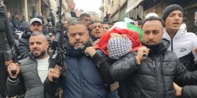 نابلس: مخيم عسكر يشيع جثمان الشهيد حمزة الأشقر