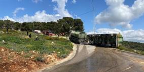 انقلاب صهريج وقود في طوباس وتسرب كمية كبيرة من الوقود