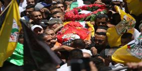 تشييع جثماني الشهيدين محمود نخلة ومحمد عليان في مخيم الجلزون شمال رام الله