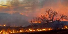 حريق يلتهم عشرات الدونمات من أراضي كفر الديك ودير بلوط غرب سلفيت