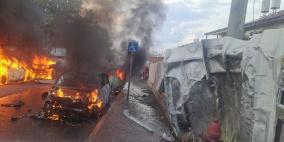 احتراق مركبات.. رشقة صاروخية كبيرة من لبنان نحو حيفا والجليل