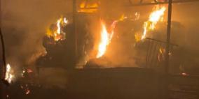 مستوطنون يحرقون خياما في منطقة الميتة بالأغوار الشمالية