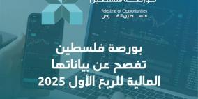 بورصة فلسطين تفصح عن بياناتها المالية للربع الأول من العام 2025