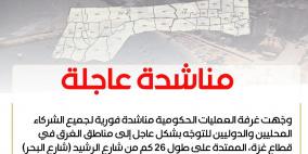 غرفة العمليات الحكومية تطلق مناشدة عاجلة للتدخل الفوري في مناطق الغرق بقطاع غزة