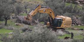 رام الله: الاحتلال يقتلع مئات أشجار الزيتون في دير قديس وخربثا بني حارث