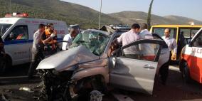 محدث- مصرع زوجين في حادث تصادم على طريق رام الله نابلس