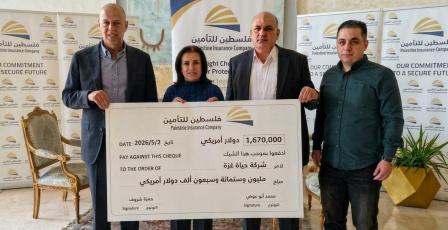 "فلسطين للتأمين" تسدد تعويضاً بقيمة 1.67 مليون دولار لمشروع "حياة غزة" للطاقة الشمسية
