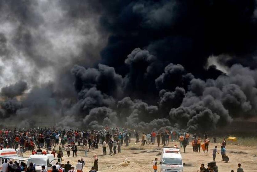 متظاهرون شرق غزة- ارشيف