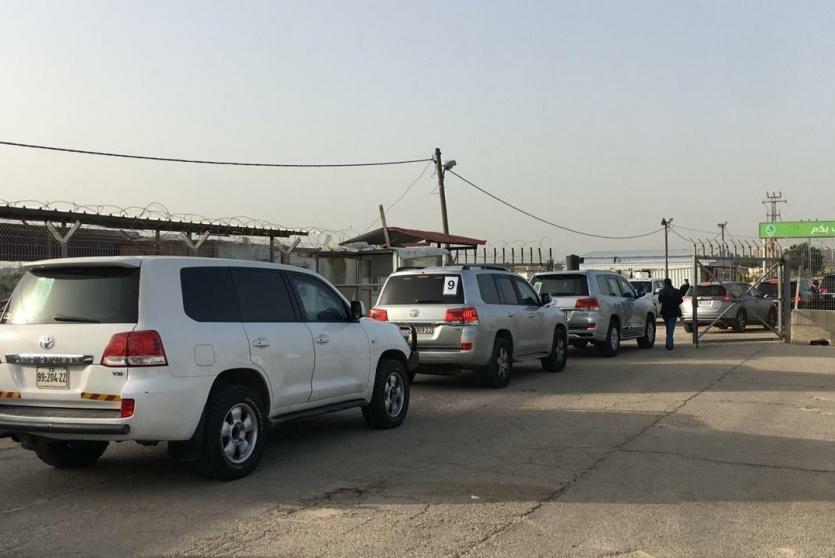 مركبات الوفد الاوربي لحظة وصولهم غزة 