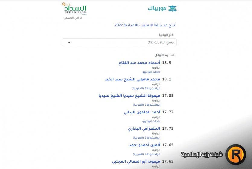 نتائج مسابقة الامتياز للإعدادية و الثانوية 2022 من موريباك موريتانيا