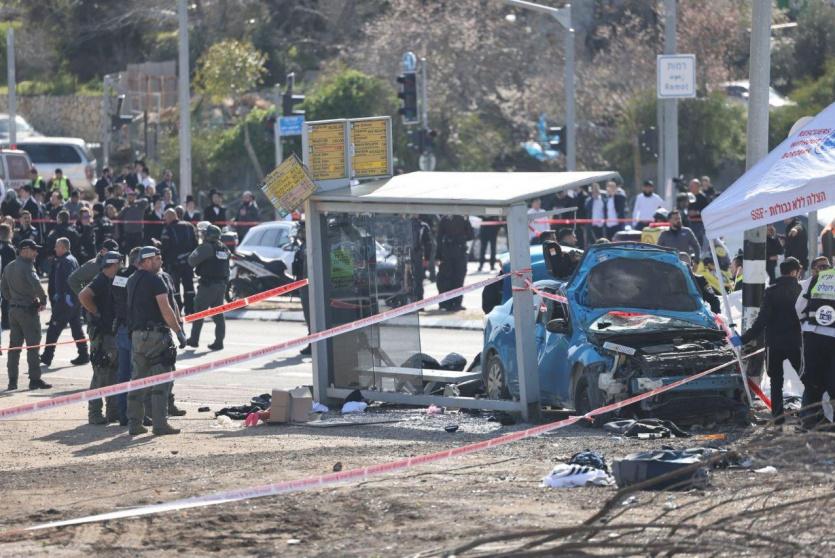 من مكان عملية الدهس في القدس