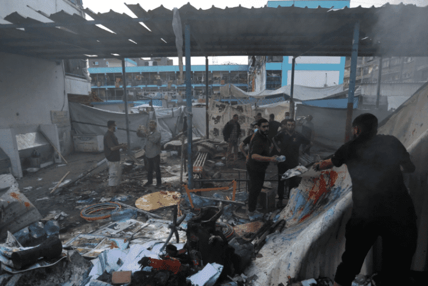 قصف مدرسة في غزة