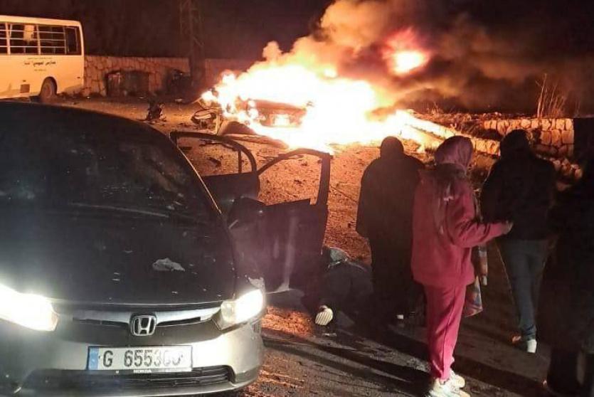 قصف مركبة في لبنان 