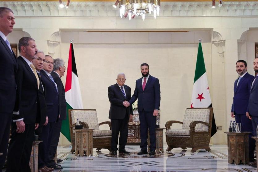 اللقاء الأول بين الرئيس عباس ونظيره السوري أحمد الشرع 