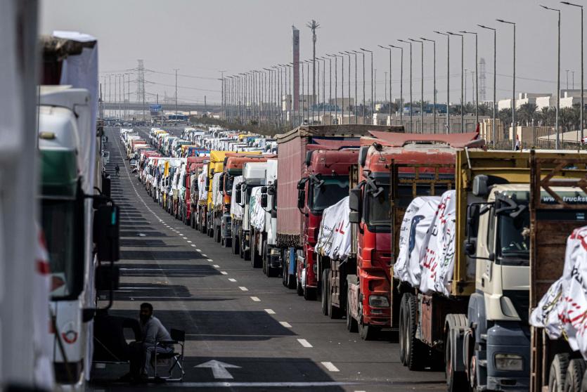 شاحنات مساعدات في غزة - ارشيفية