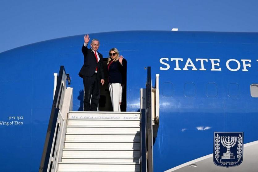 نتنياهو خلال توجهه إلى واشنطن