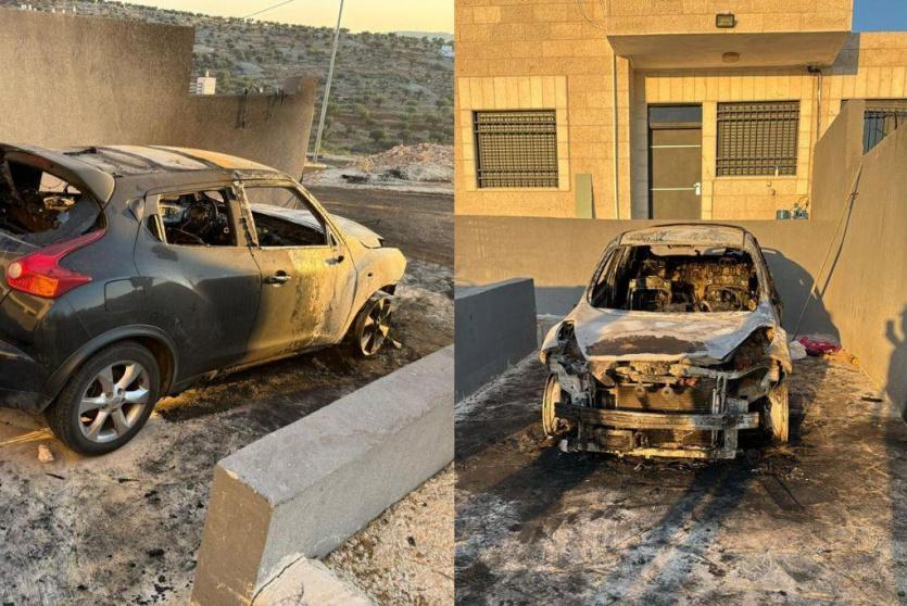 مستوطنون يحرقون مركبتين في الطيبة