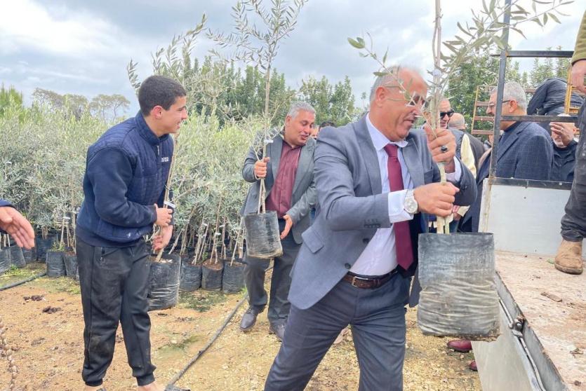 وزارة الزراعة توزع 3106 أشجار زيتون و36 خزان مياه على مزارعين في محافظة جنين