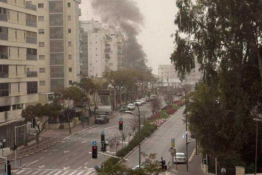 من القصف على حيفا صباح اليوم