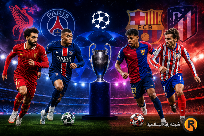 القنوات الناقلة المفتوحة لمباراة ليفربول وباريس وبرشلونة وأتلتيكو اليوم | شاهد مجاناً